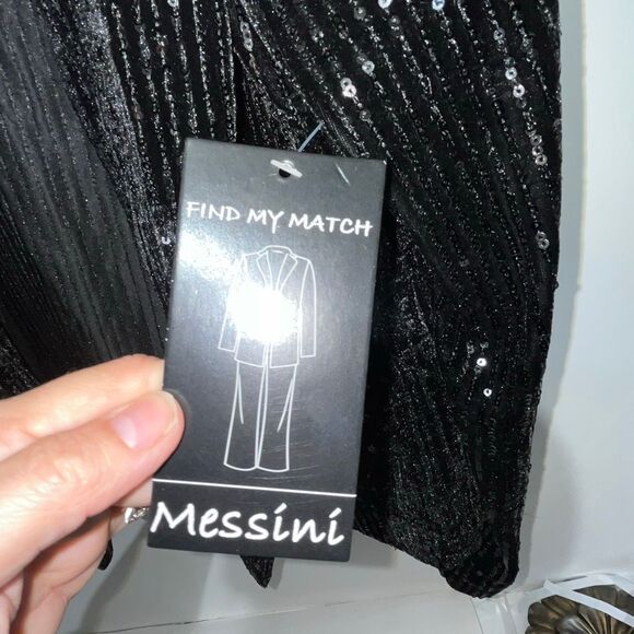 Messini Women's Black Sequined Open Front Blazer Jacket Petite Medium NWT - Picture 5 of 8